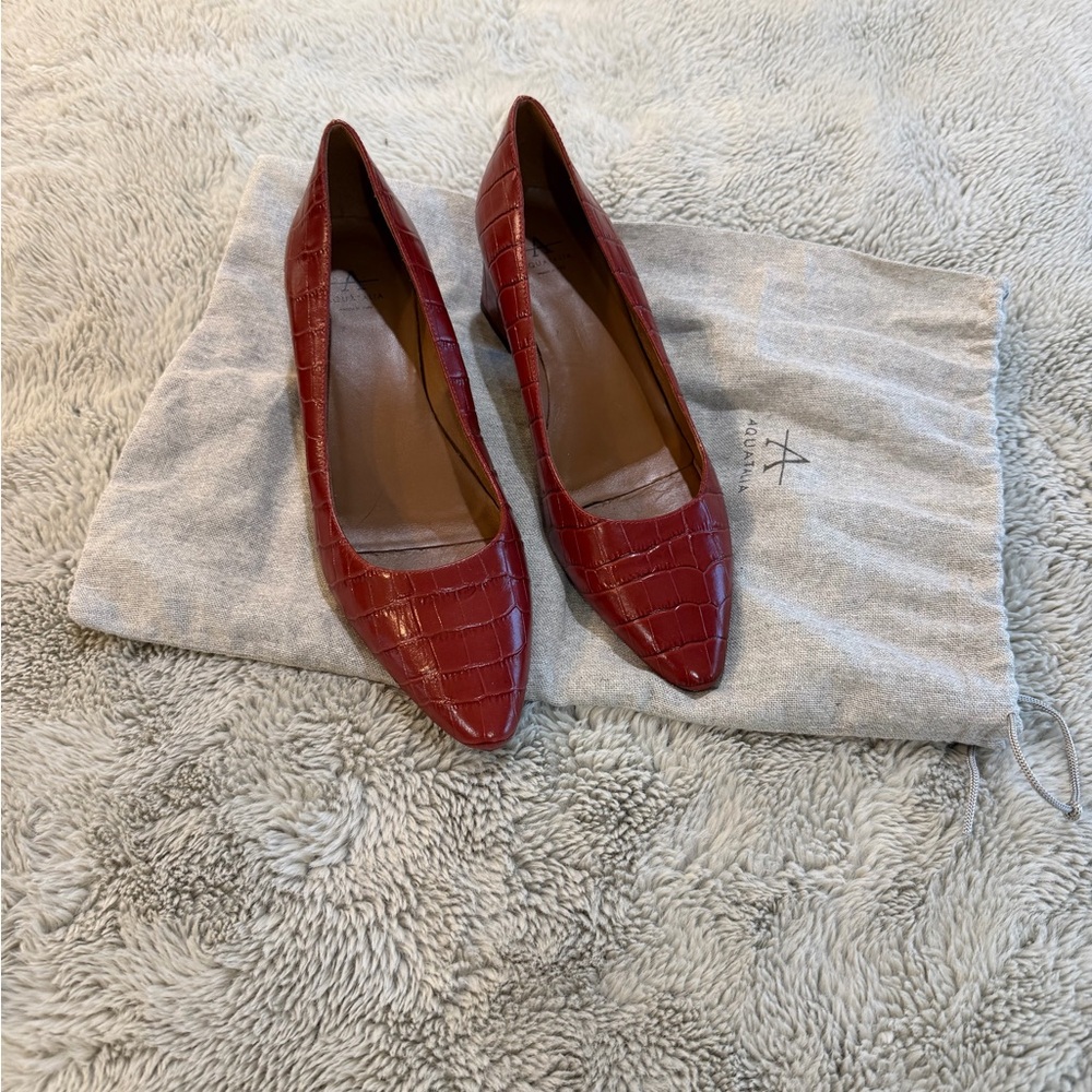 Aquatalia Burgundy Croc-Embossed Heels